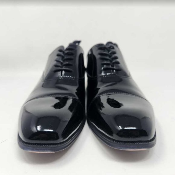 Men\'s 8.5 Florsheim tux cap toe patent black leather oxford dress shoes 14213 main image 9